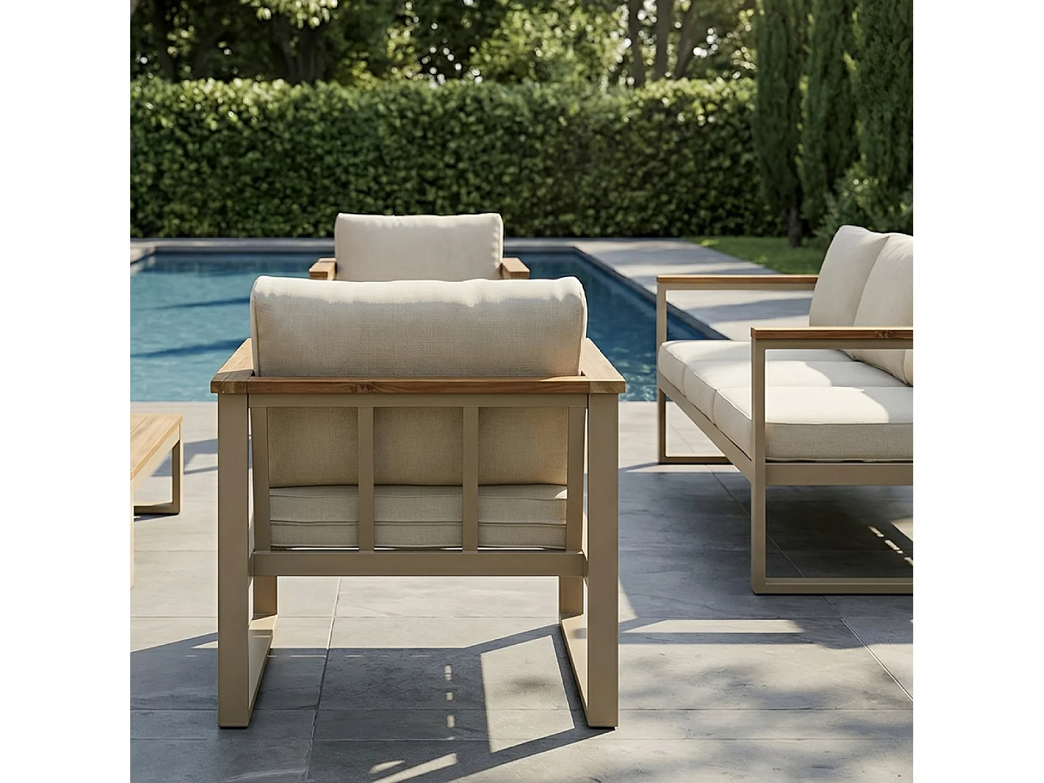 Salon de jardin 5 places en acacia SARABURI