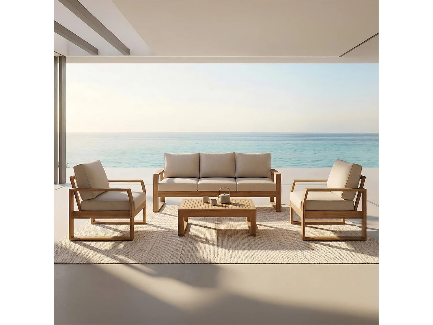 Salon de jardin 5 places en acacia SURIN