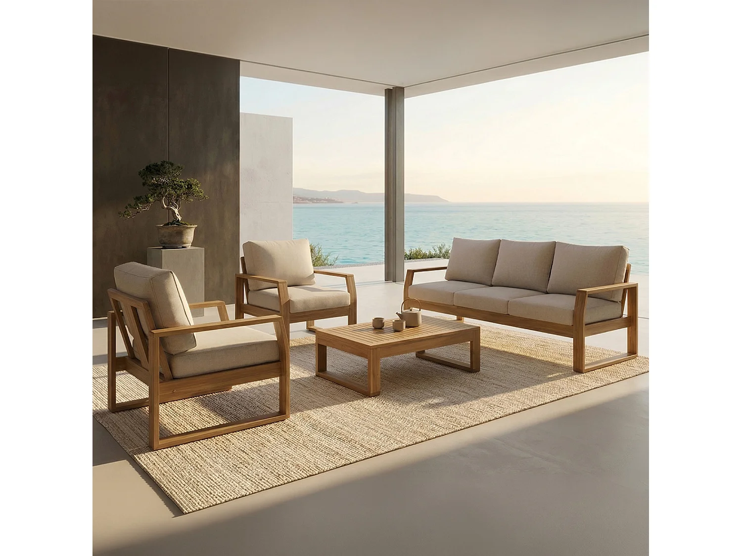 Salon de jardin 5 places en acacia SURIN