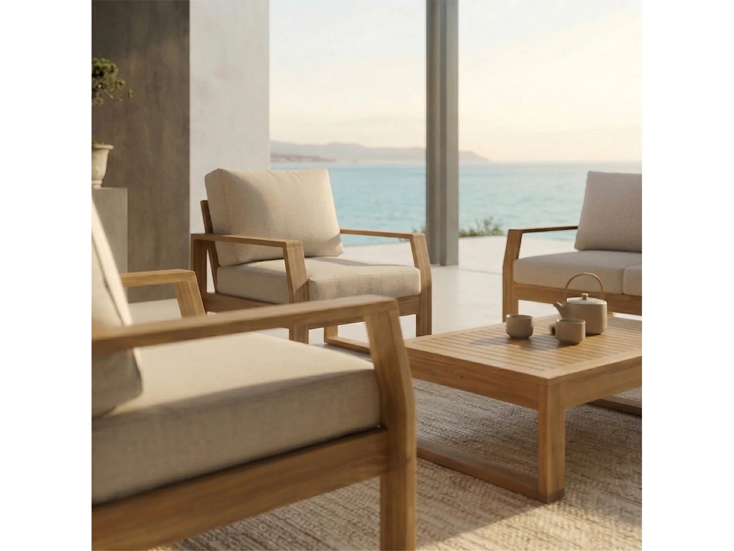 Salon de jardin 5 places en acacia SURIN