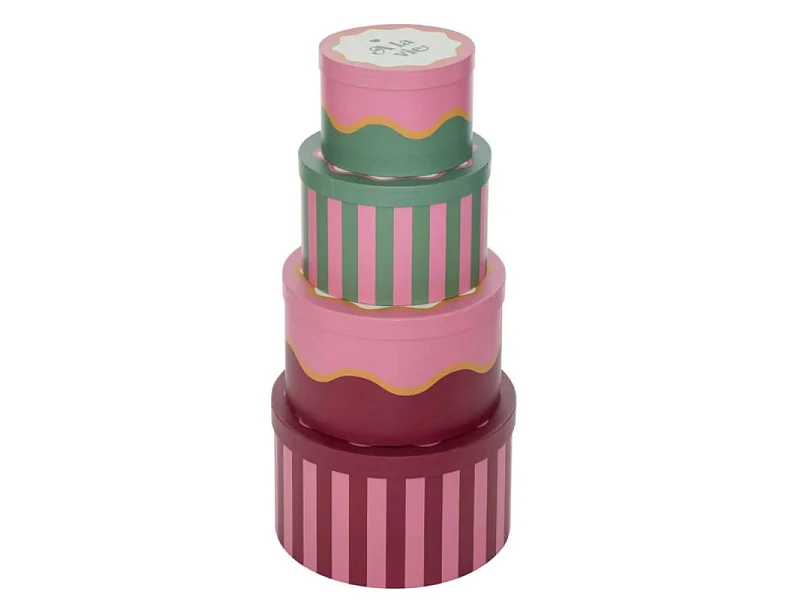 Lot de 4 Boîtes Déco "Chéri" 25cm Rouge