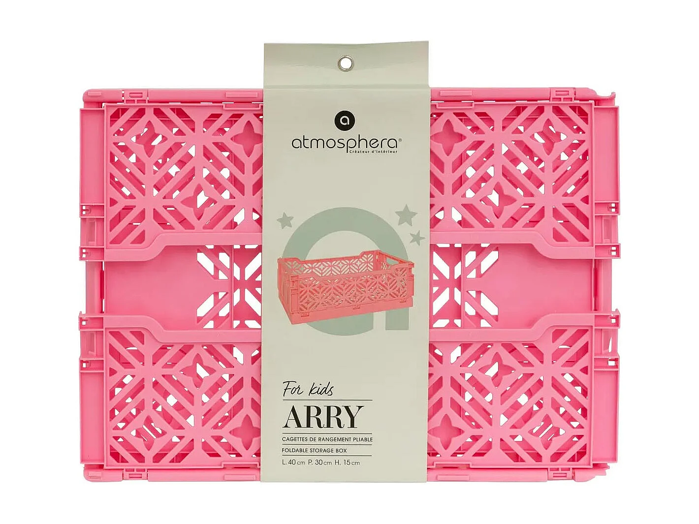 Cagette Pliante Empilable "Arry" 40cm Rose