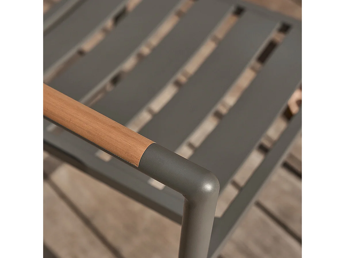 Poltrona da giardino in teak massiccio e alluminio