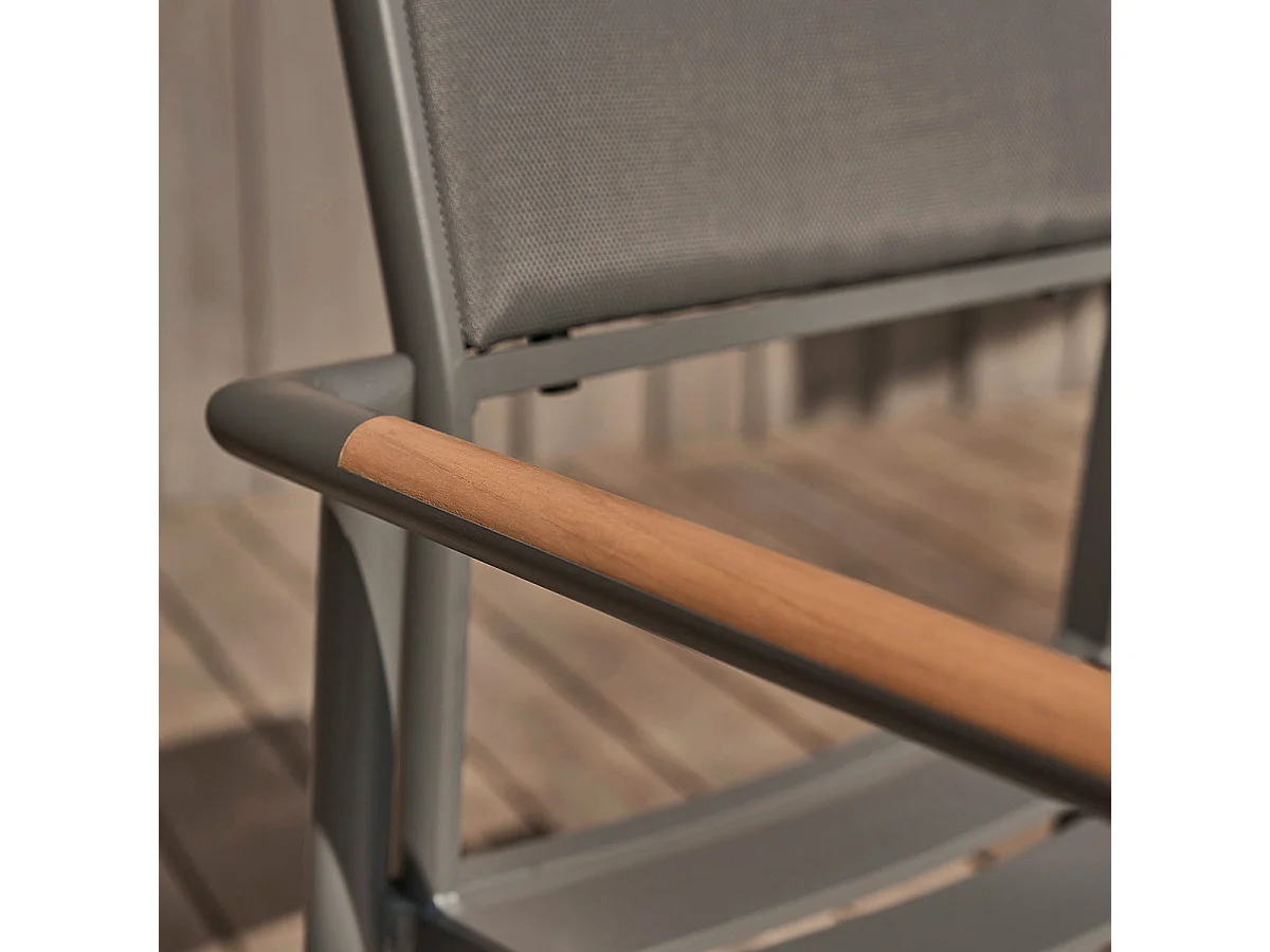 Poltrona da giardino in teak massiccio e alluminio