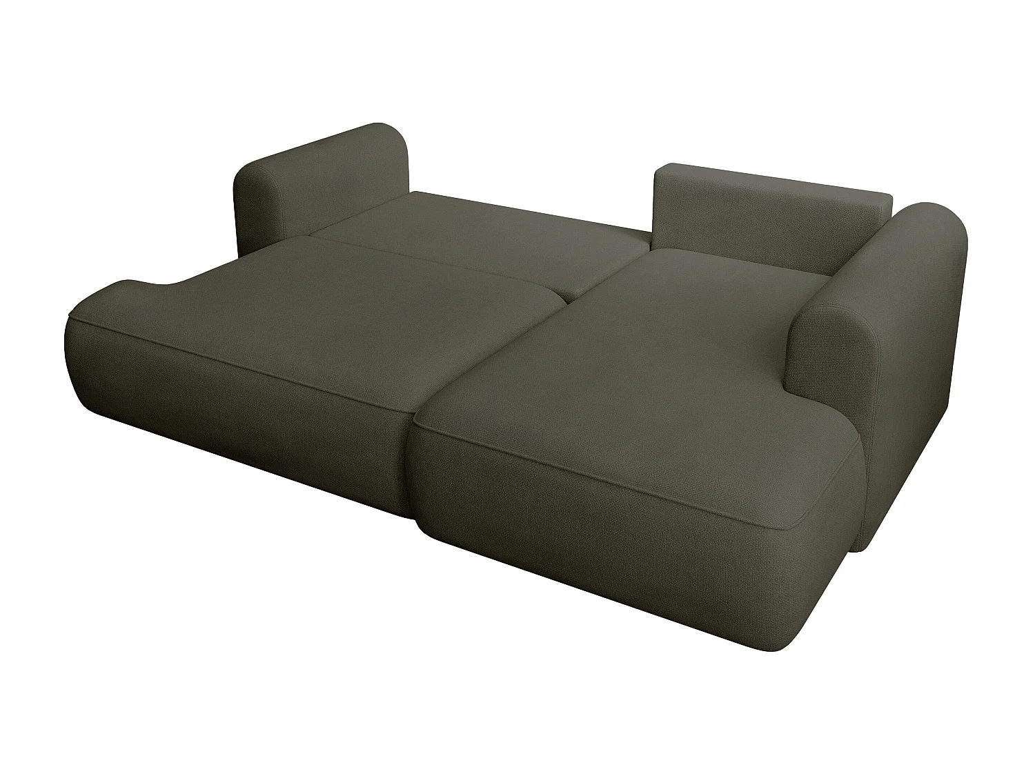 Canapé d’angle avec fonction couchage – angle droit – Vert olive – Chenille – Easy Clean – OVO MINI