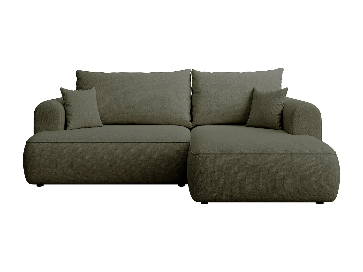 Canapé d’angle avec fonction couchage – angle droit – Vert olive – Chenille – Easy Clean – OVO MINI