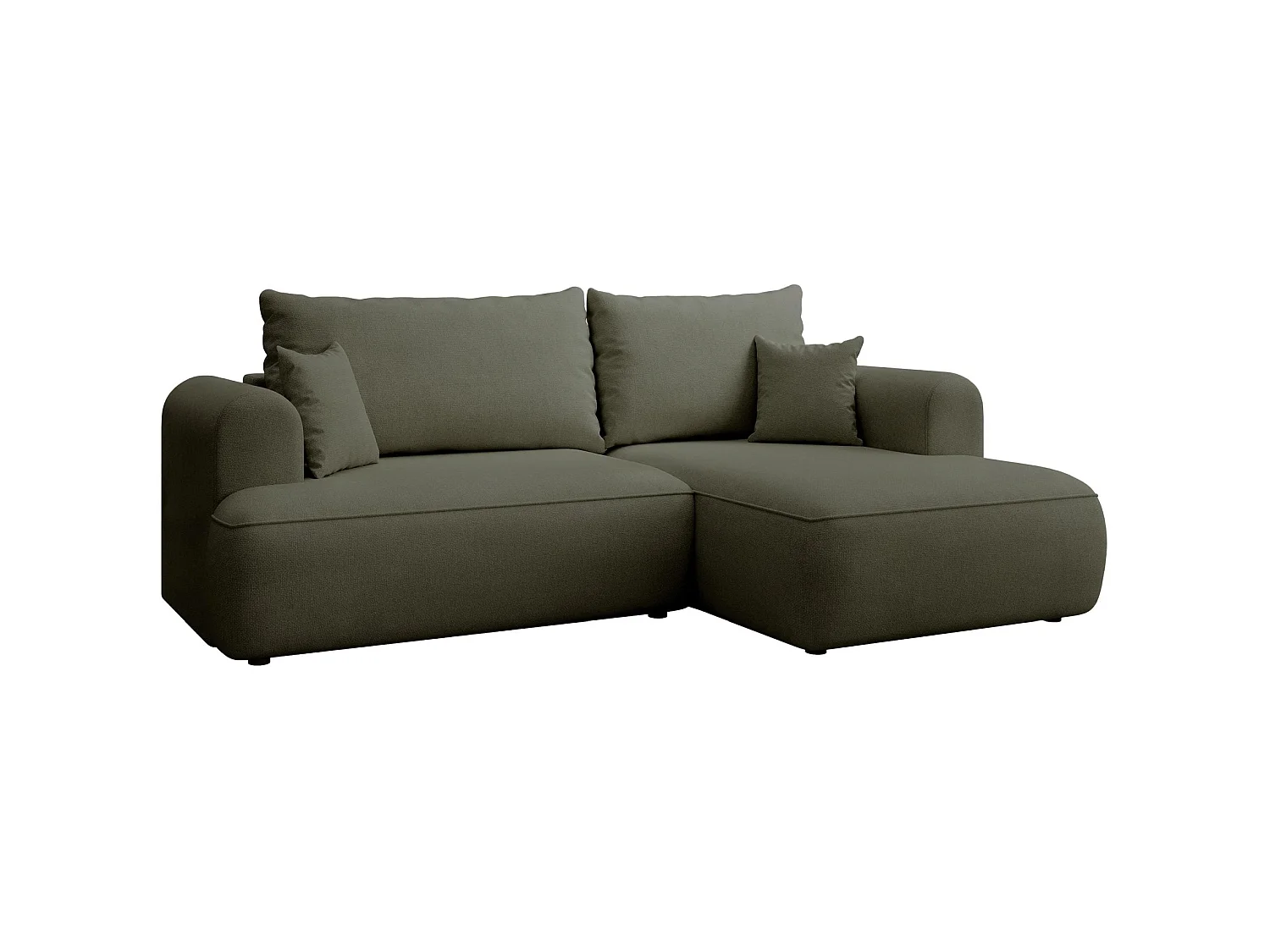 Canapé d’angle avec fonction couchage – angle droit – Vert olive – Chenille – Easy Clean – OVO MINI