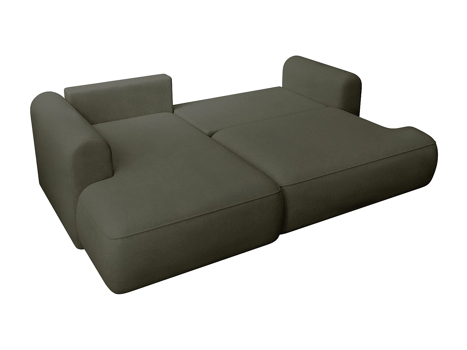 Canapé d’angle avec fonction couchage – angle gauche – Vert olive – Chenille – Easy Clean – OVO MINI