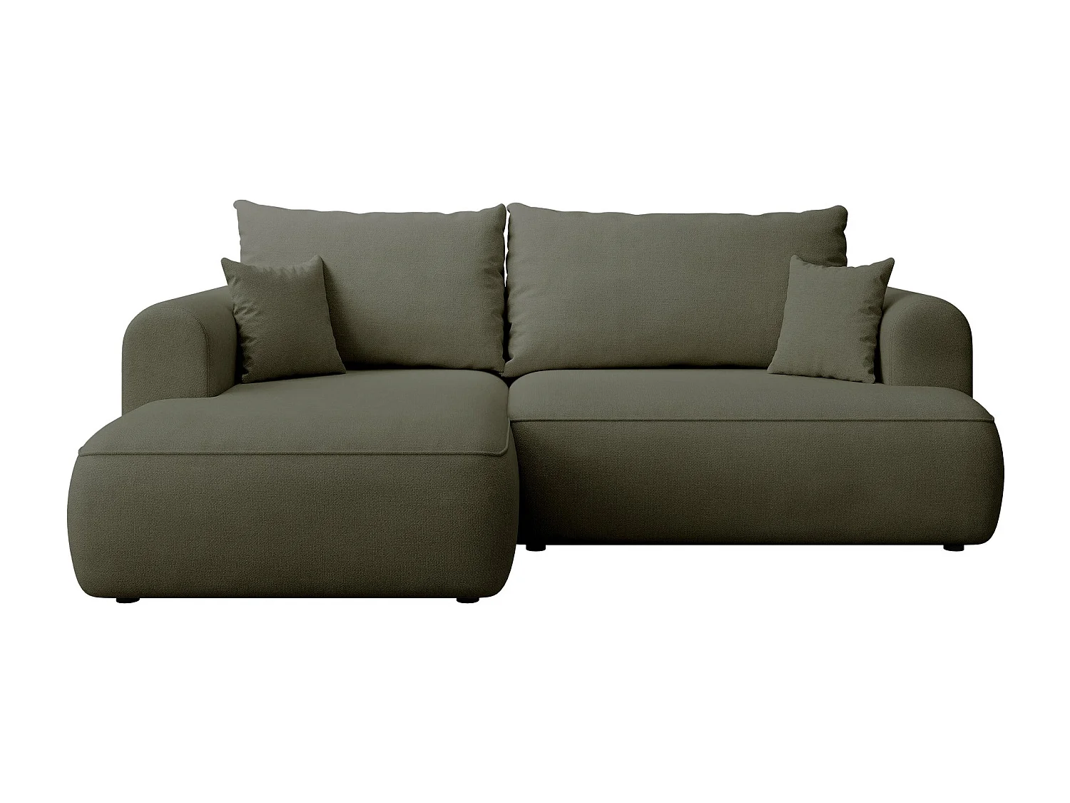Canapé d’angle avec fonction couchage – angle gauche – Vert olive – Chenille – Easy Clean – OVO MINI