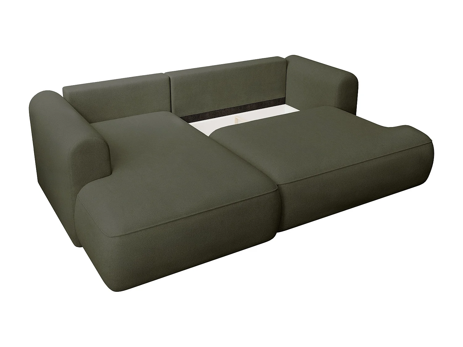 Canapé d’angle avec fonction couchage – angle gauche – Vert olive – Chenille – Easy Clean – OVO MINI