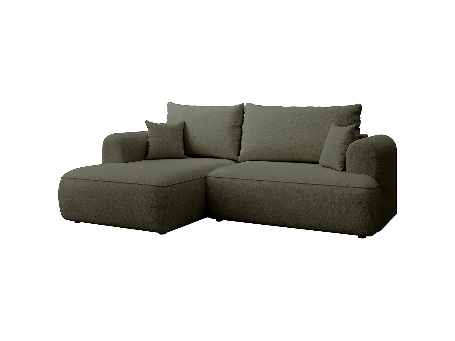 Canapé d’angle avec fonction couchage – angle gauche – Vert olive – Chenille – Easy Clean – OVO MINI