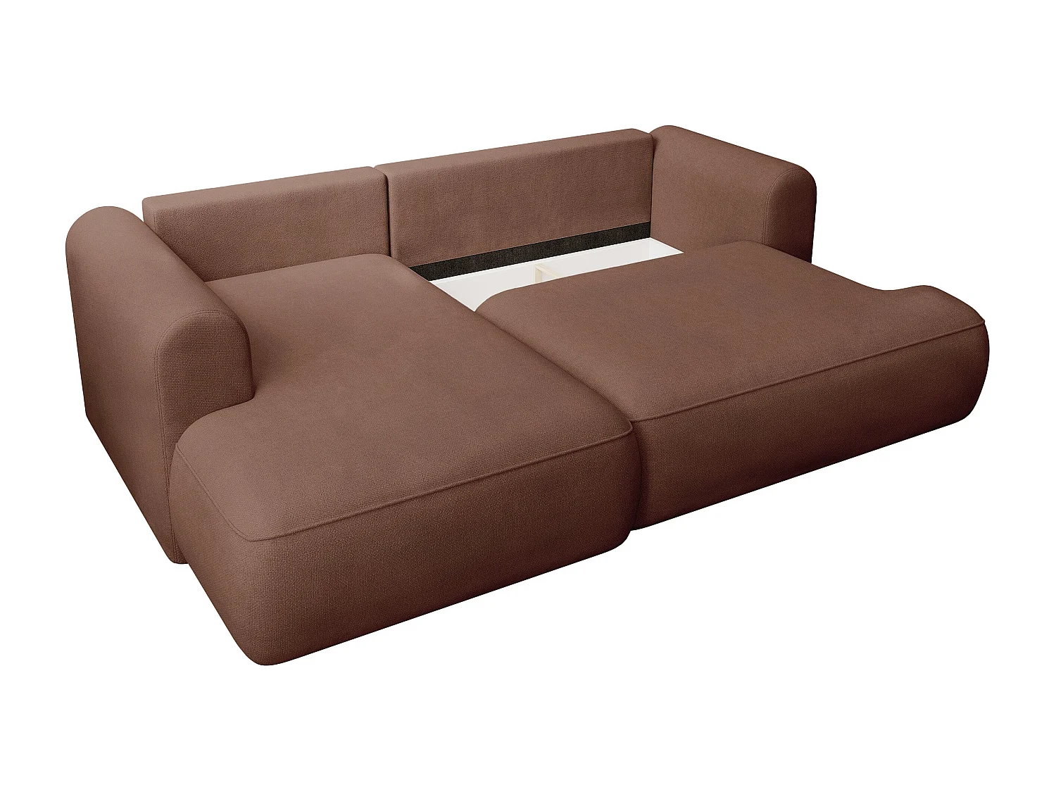 Canapé d’angle avec fonction couchage – angle gauche – Cuivre – Chenille – Easy Clean – OVO MINI