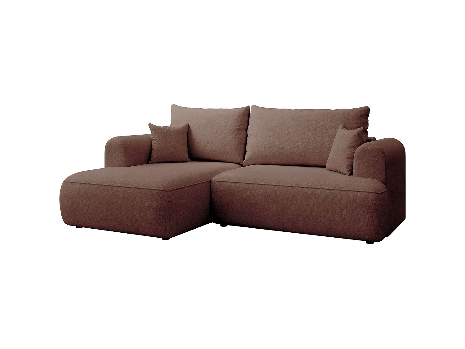 Canapé d’angle avec fonction couchage – angle gauche – Cuivre – Chenille – Easy Clean – OVO MINI