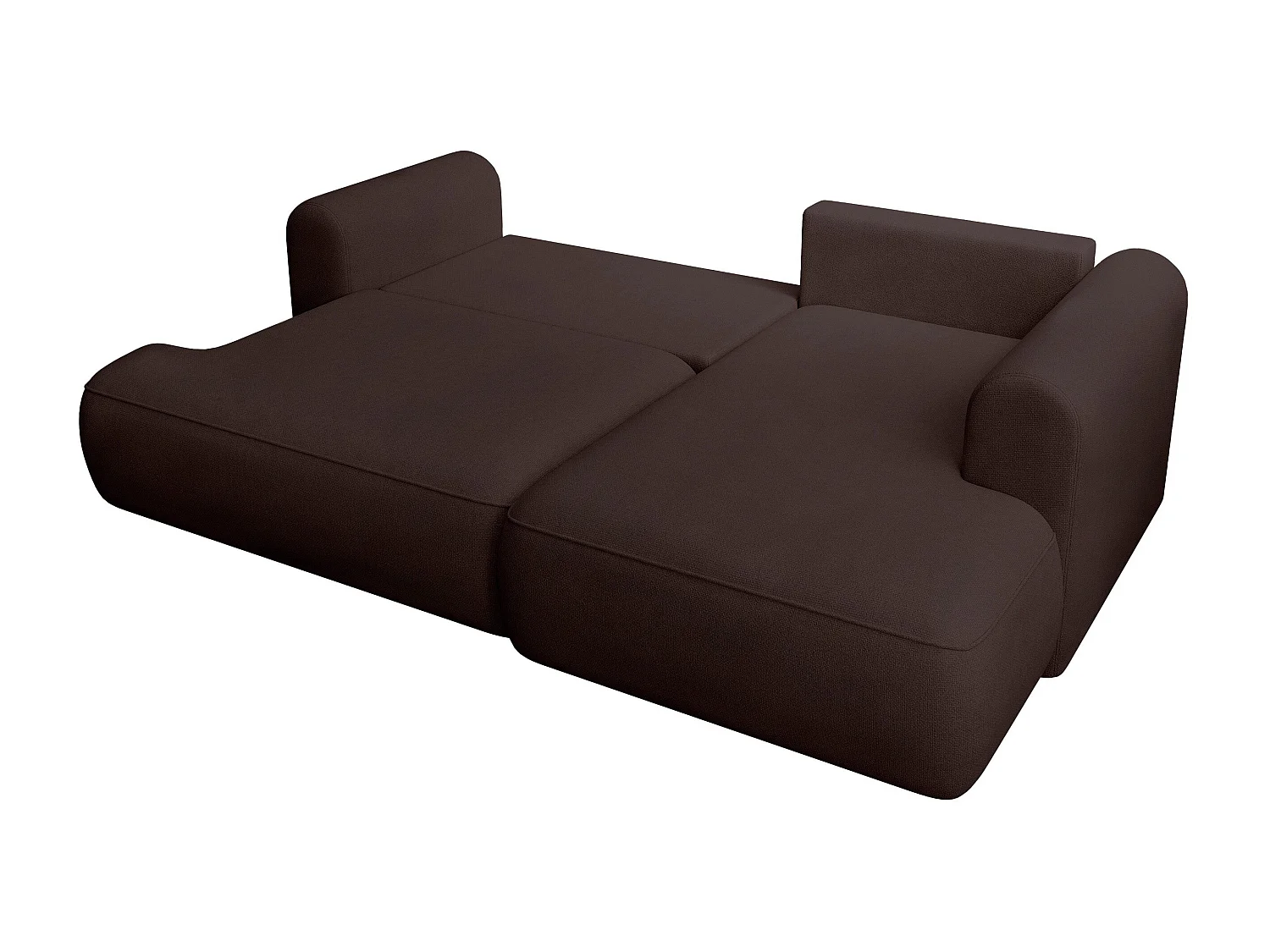 Canapé d’angle avec fonction couchage – angle droit – Marron – Chenille – Easy Clean – OVO MINI