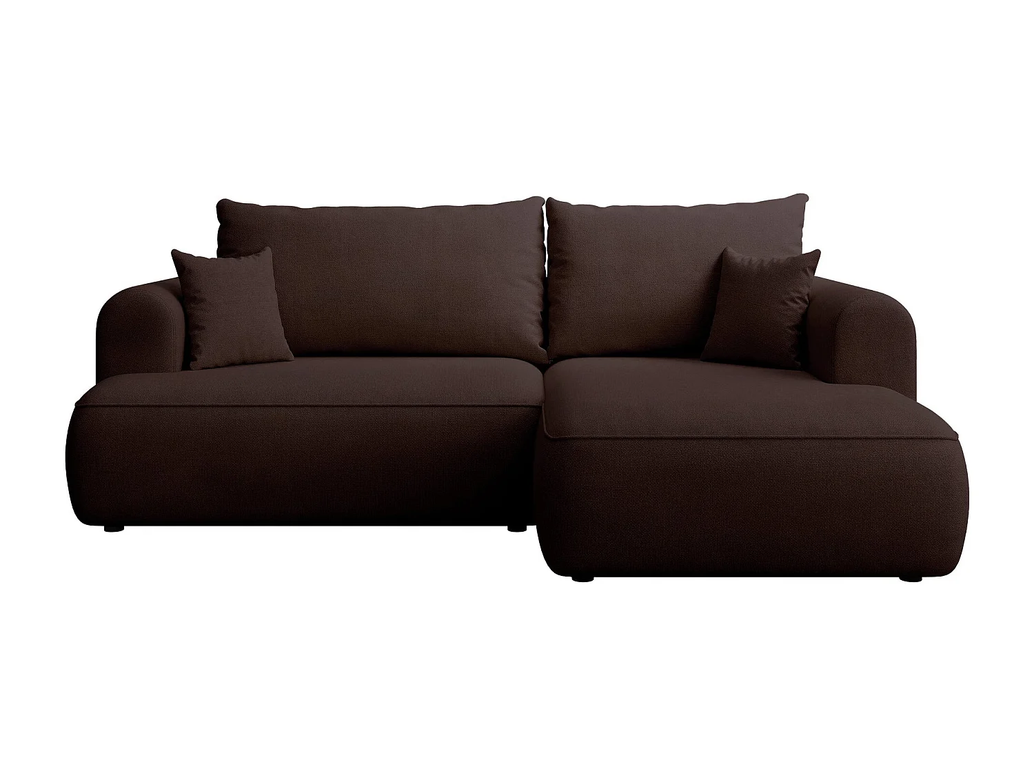 Canapé d’angle avec fonction couchage – angle droit – Marron – Chenille – Easy Clean – OVO MINI