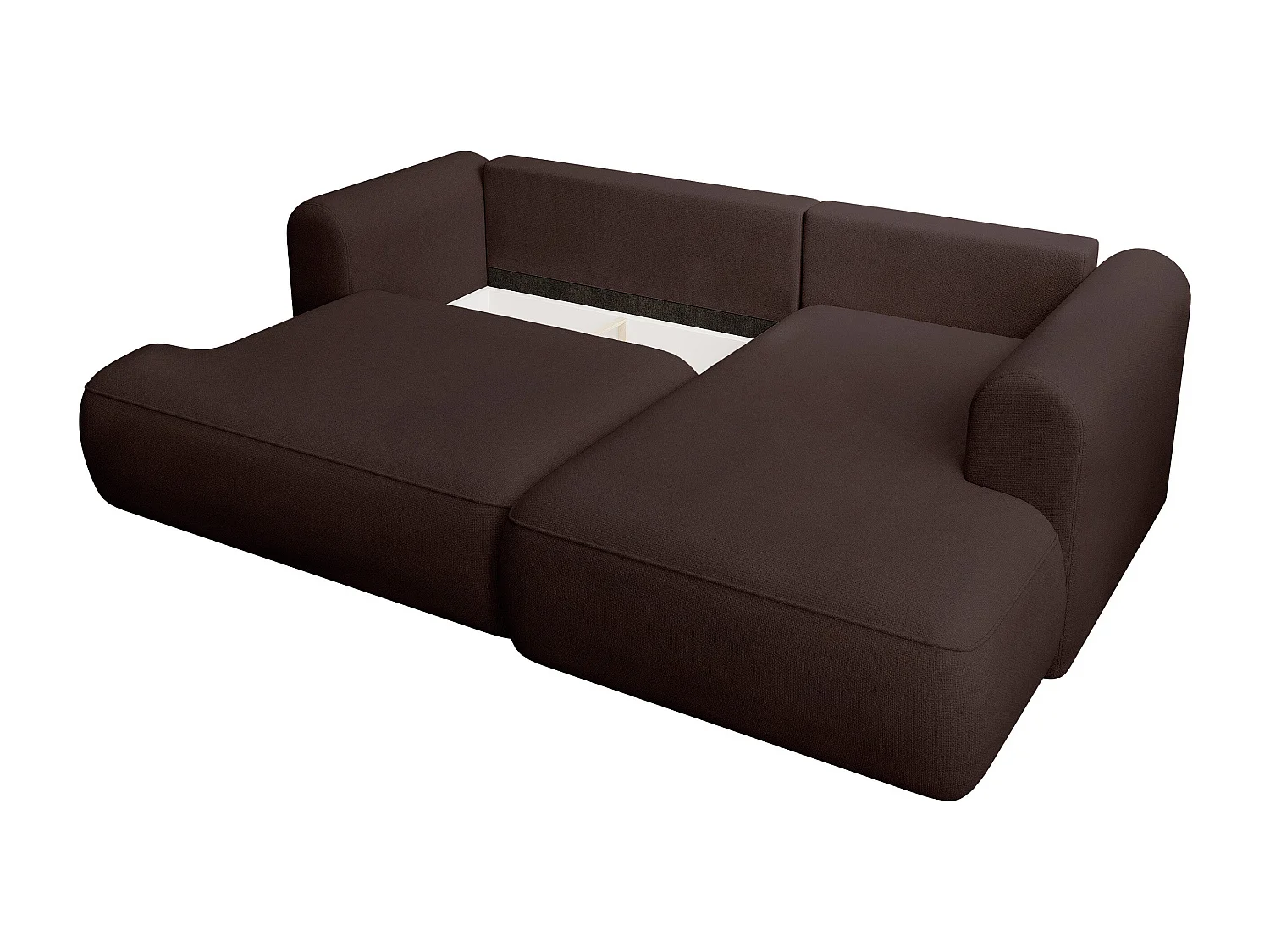 Canapé d’angle avec fonction couchage – angle droit – Marron – Chenille – Easy Clean – OVO MINI