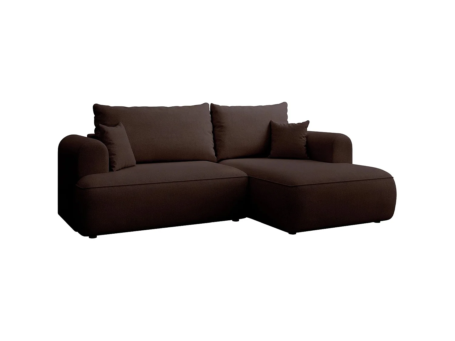 Canapé d’angle avec fonction couchage – angle droit – Marron – Chenille – Easy Clean – OVO MINI