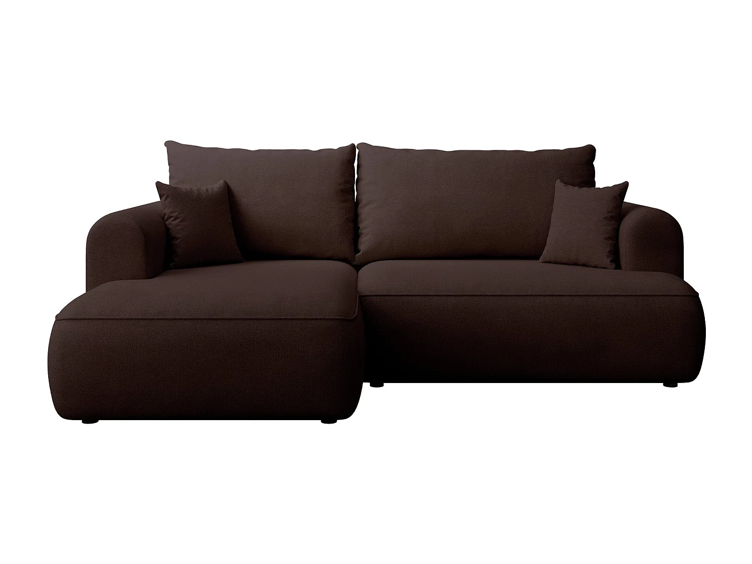 Canapé d’angle avec fonction couchage – angle gauche – Marron – Chenille – Easy Clean – OVO MINI