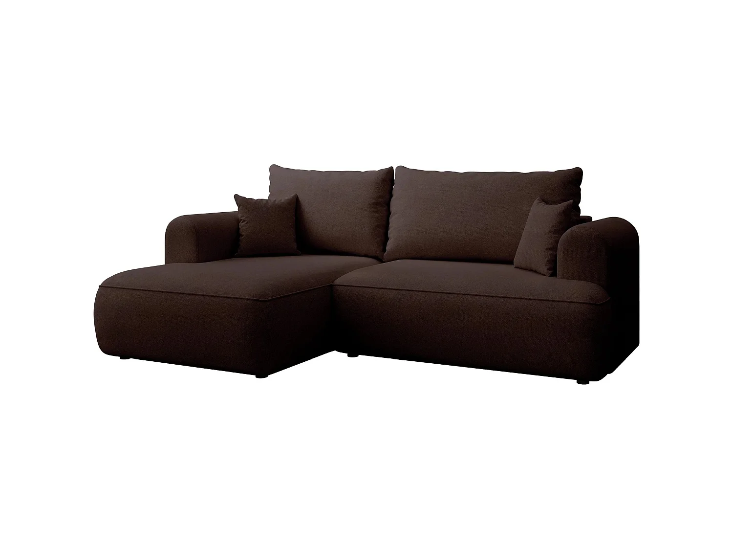 Canapé d’angle avec fonction couchage – angle gauche – Marron – Chenille – Easy Clean – OVO MINI