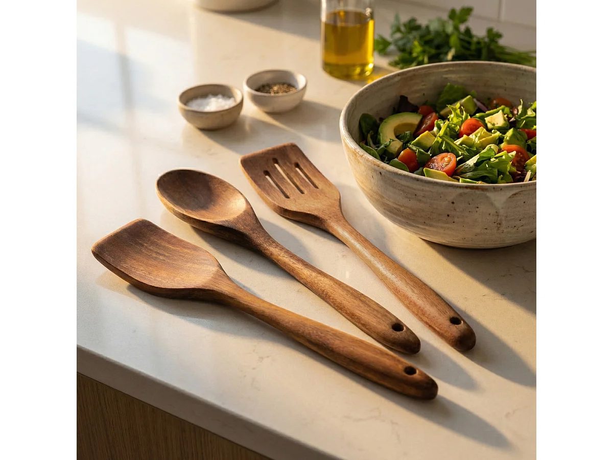 Emile - Set de 3 ustensiles en bois d'acacia