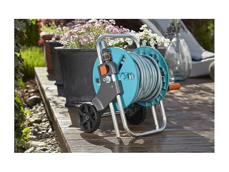 Dévidoir sur roues GARDENA CleverRoll S avec tuyau 20 m Ø 13 mm, lance d'arrosage - Turquoise/argent