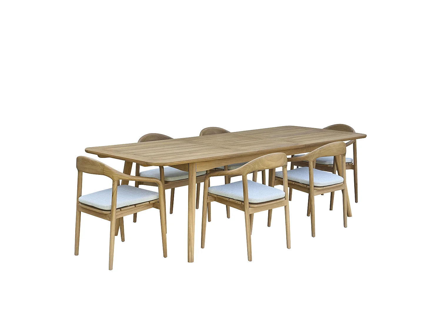 Set da giardino in teak massello con tavolo allungabile 6/8 pers