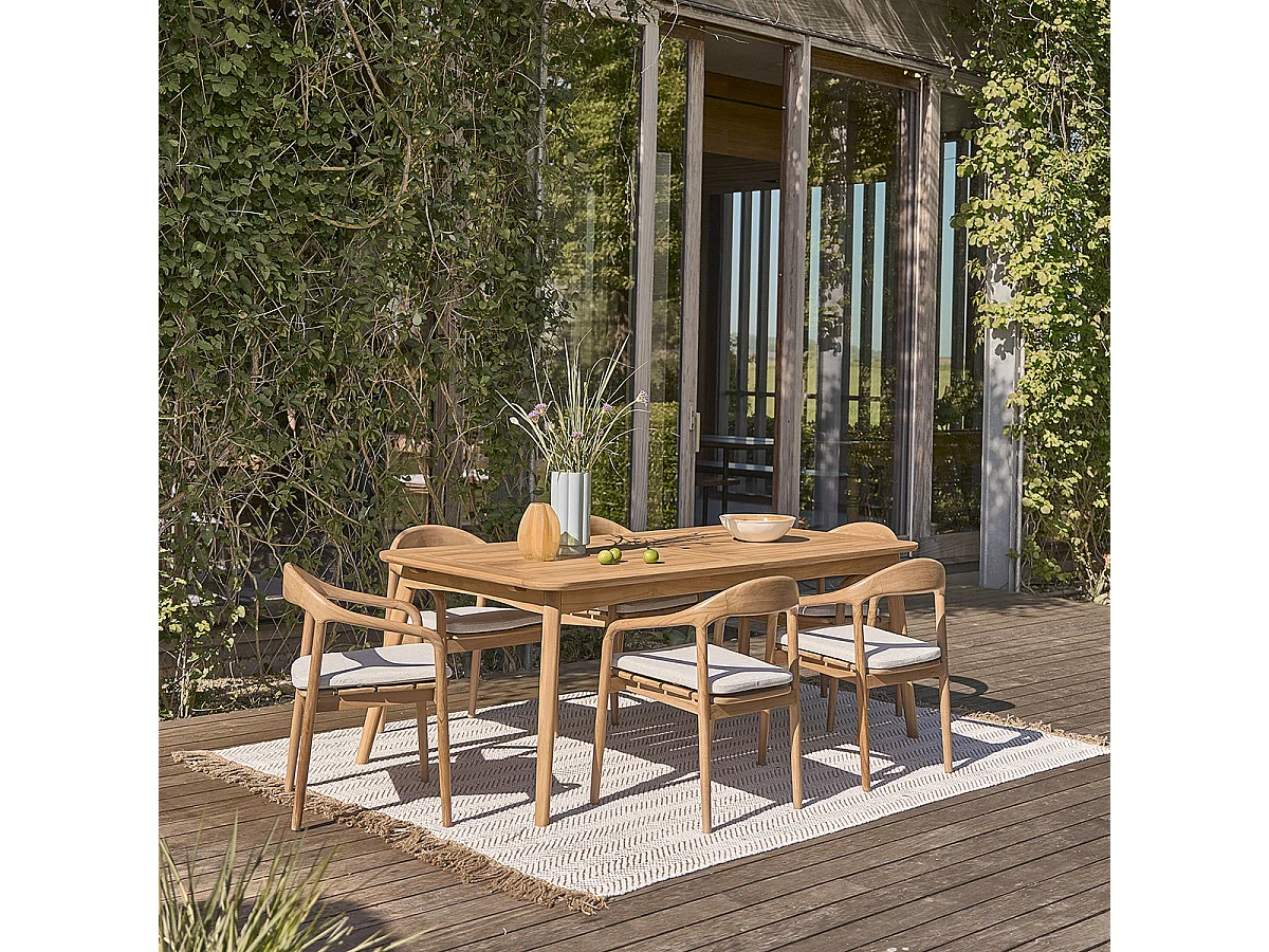 Set da giardino in teak massello con tavolo allungabile 6/8 pers