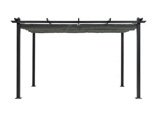 Freistehende Pergola CORDOBA 4x3m Aluminium Anthrazitgrau mit einziehbarem Polyesterstoff 200g/m²