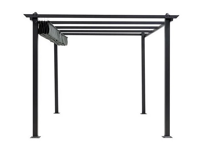 Freistehende Pergola CORDOBA 4x3m Aluminium Anthrazitgrau mit einziehbarem Polyesterstoff 200g/m²