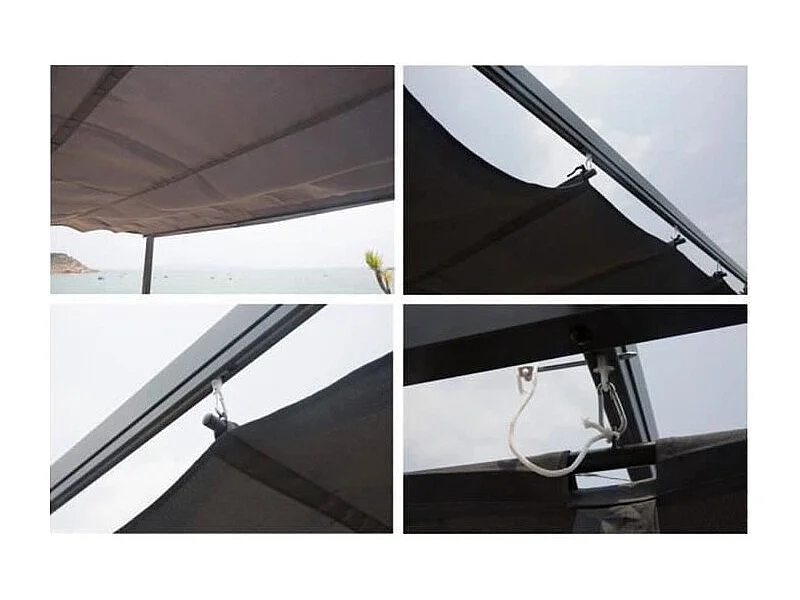 Freistehende Pergola CORDOBA 4x3m Aluminium Anthrazitgrau mit einziehbarem Polyesterstoff 200g/m²