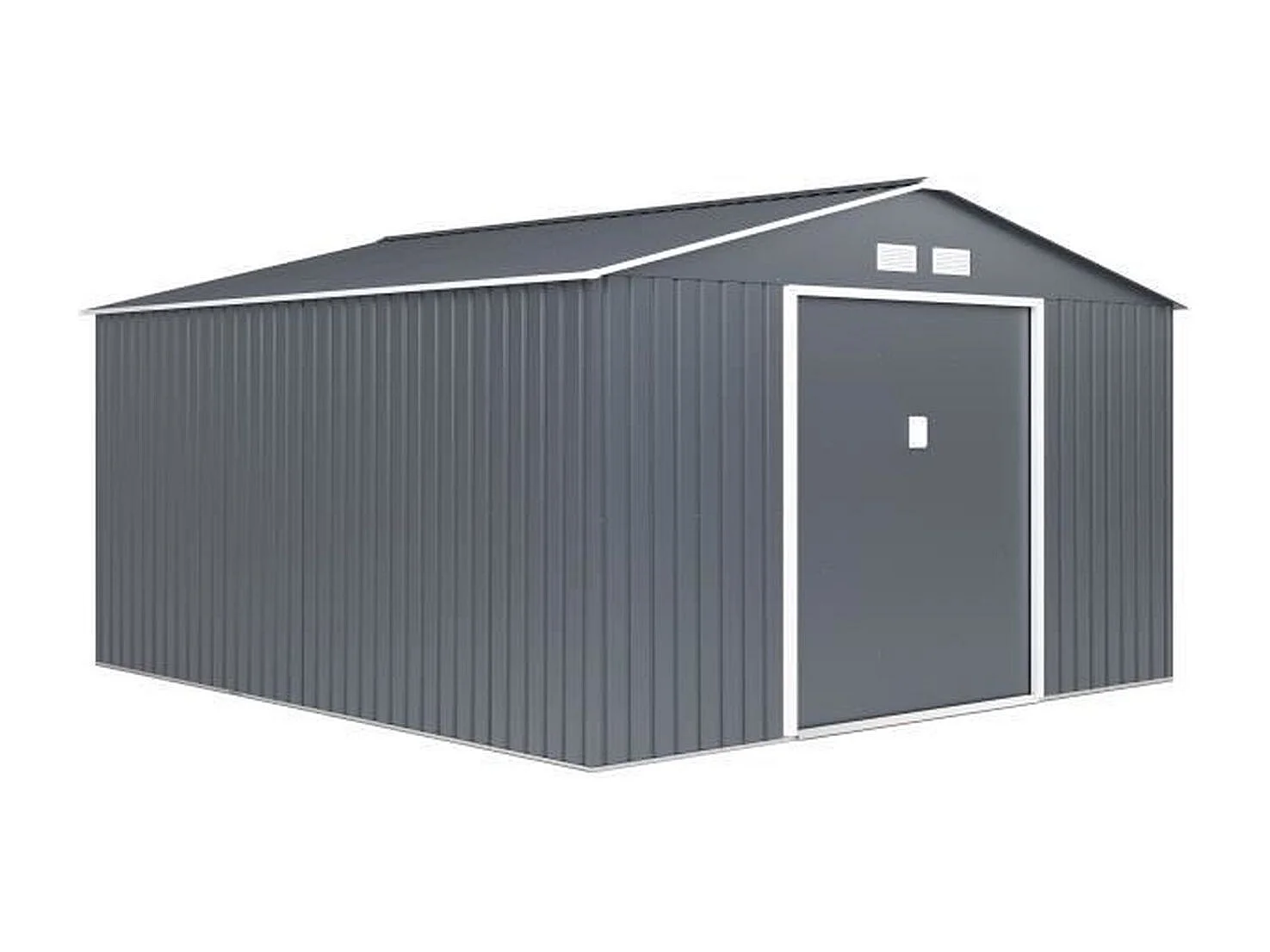 Abri de jardin en acier 12,99 m2 - Kit dancrage inclus - Gris anthracite