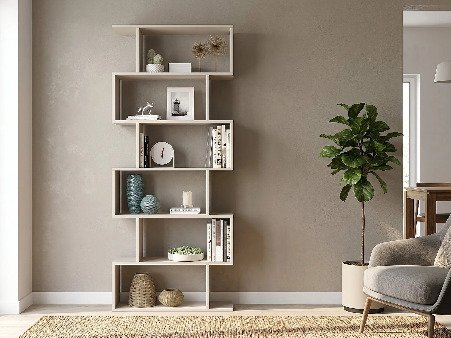 Etagère avec 6 niches - Beige - TOMINI