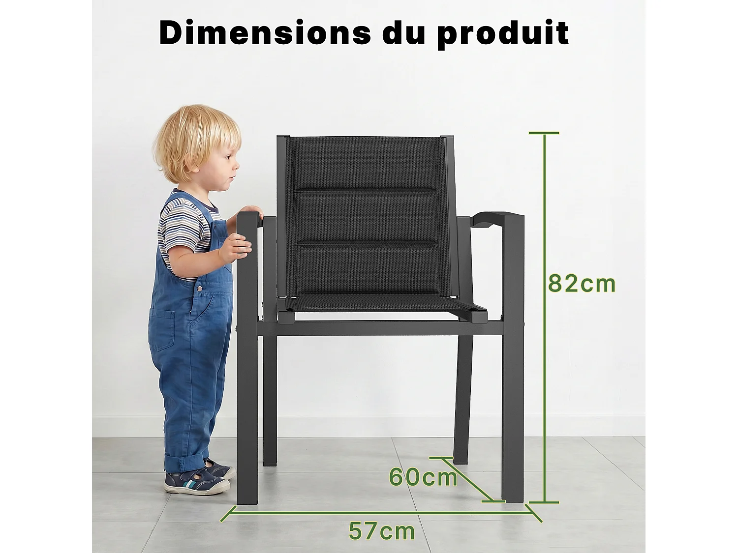 Lot de 2 chaises de jardin empilables en aluminium alliage - charge maximale 160 kg - noir,Marque DEVOKE