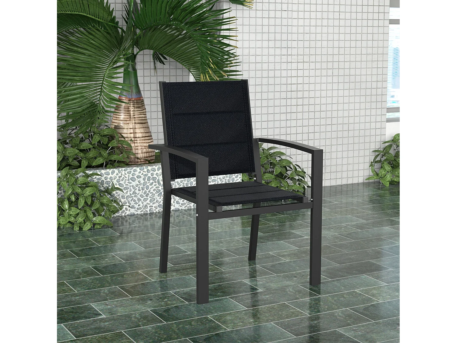 2 chaises de jardin empilables, chaises de salle à manger en aluminium, capacité de charge 160 kg