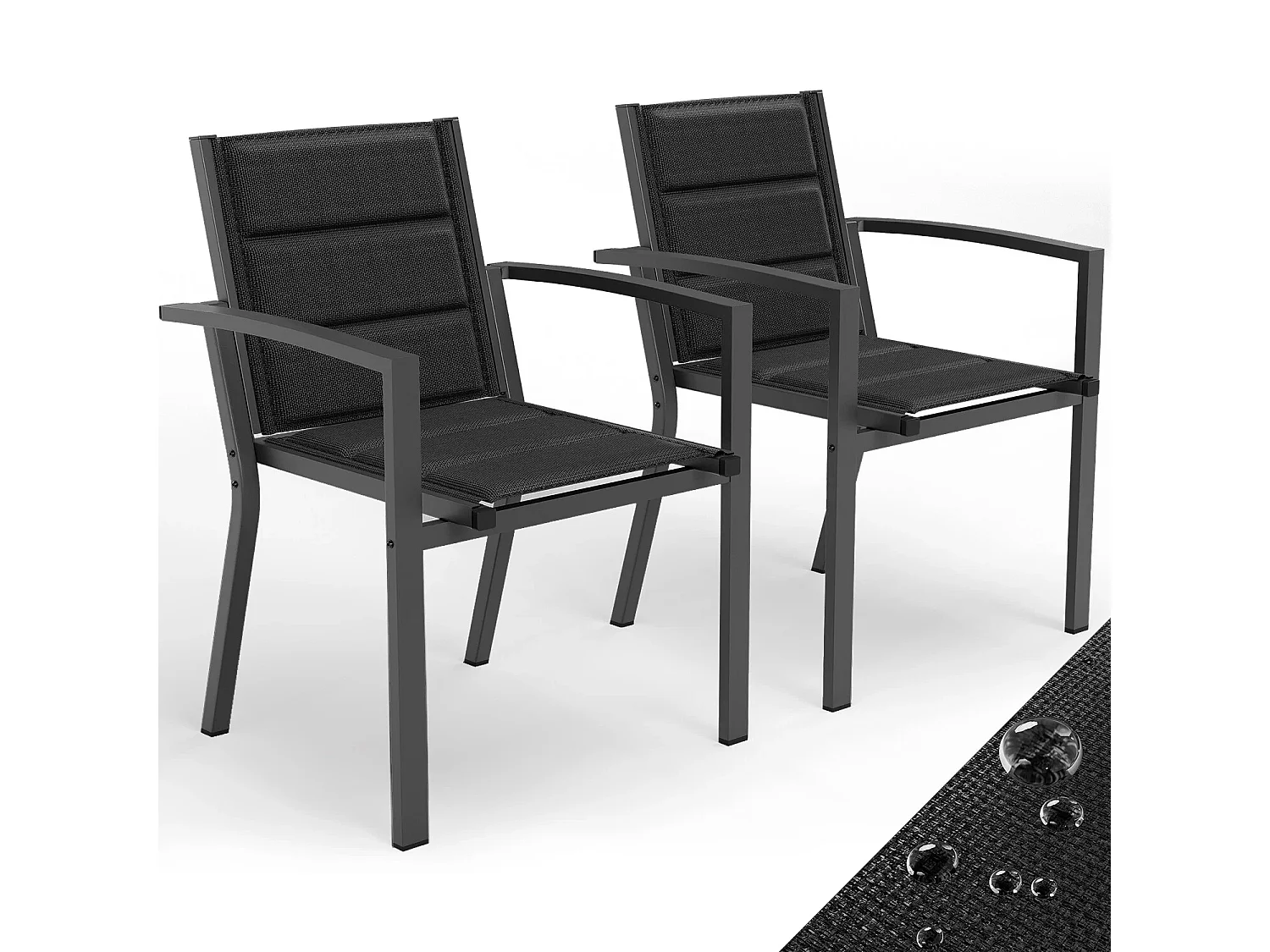 2 chaises de jardin empilables, chaises de salle à manger en aluminium, capacité de charge 160 kg