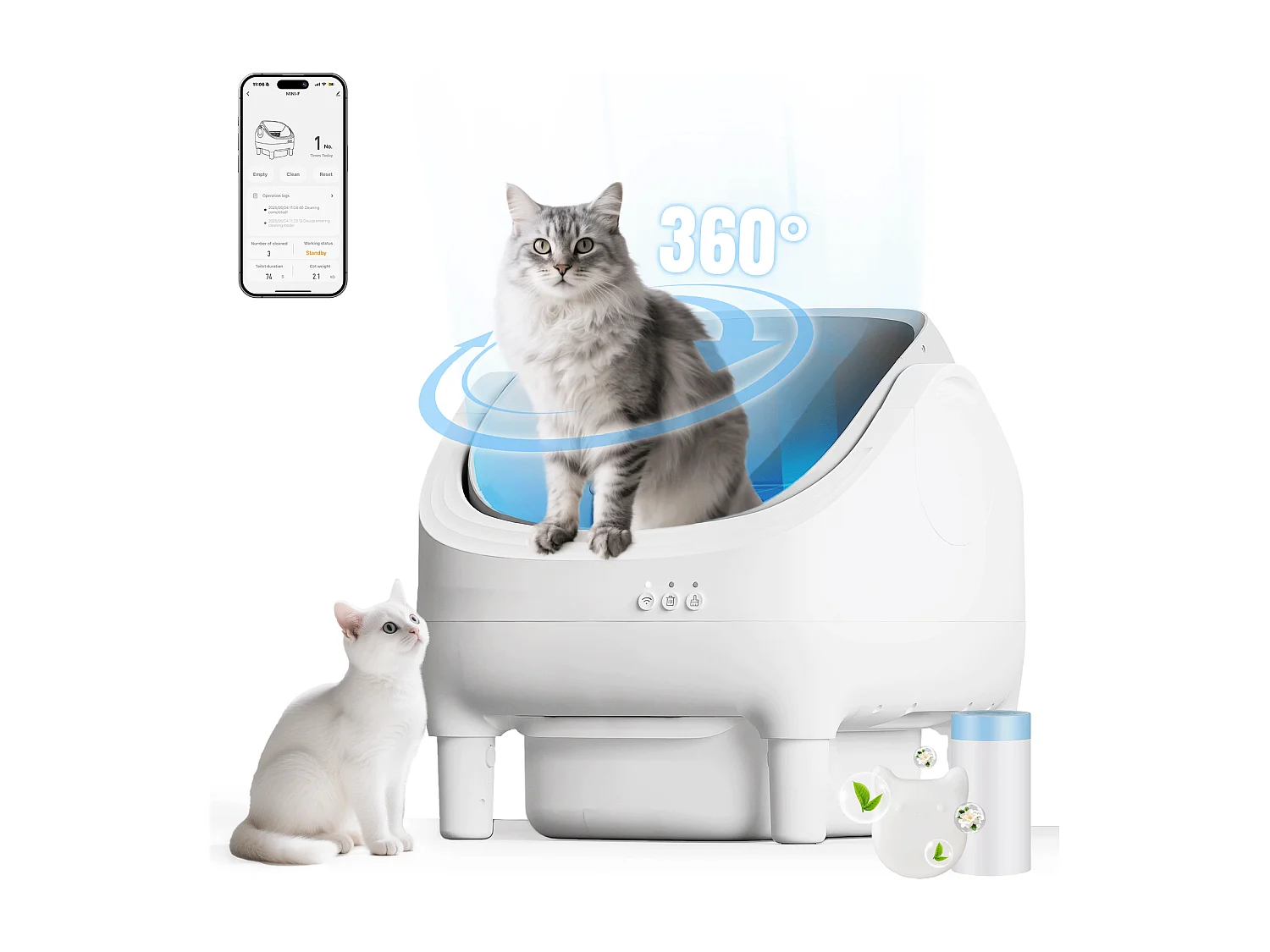 Devoko 90L autonettoyant bac à litière, contrôle APP, design ouvert, 12L