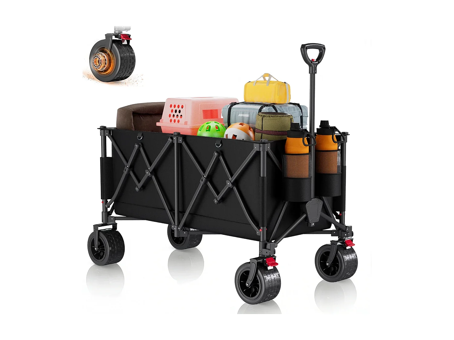 Gunji 300L Chariot pliable avec poches latérales, charge utile 200 kg