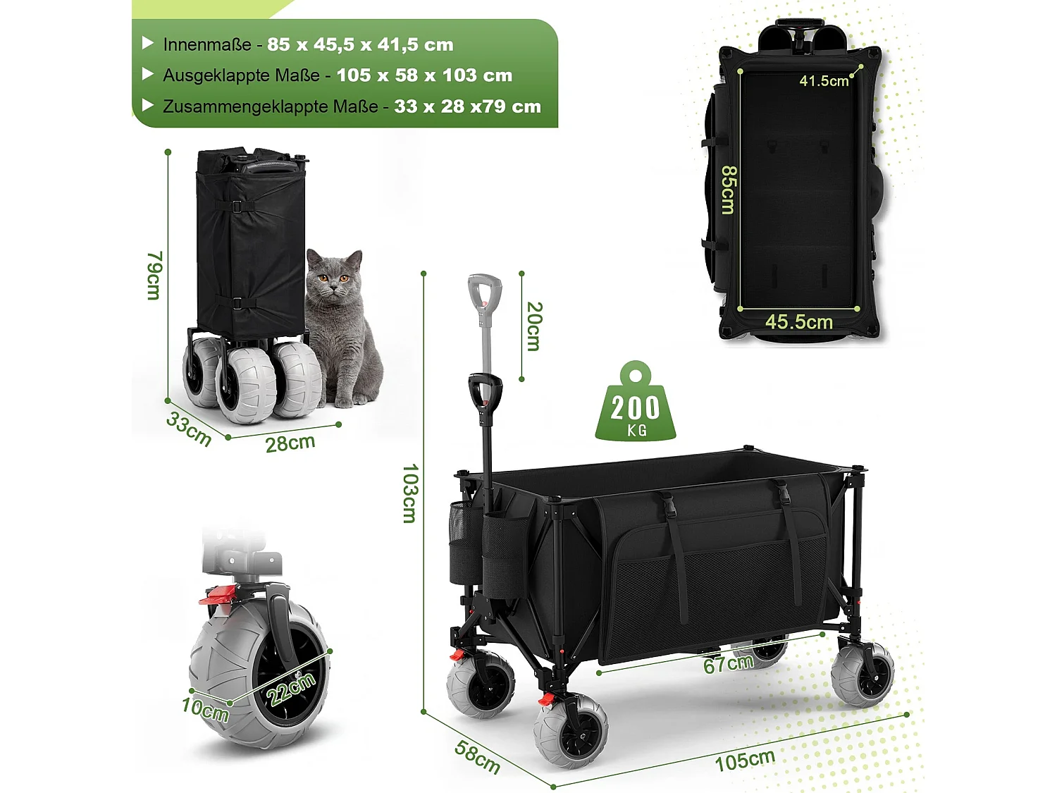 GUNJI - Chariot Trolley Pliable 200L, Haute Capacité de Charge et Stabilité, Choix Premium