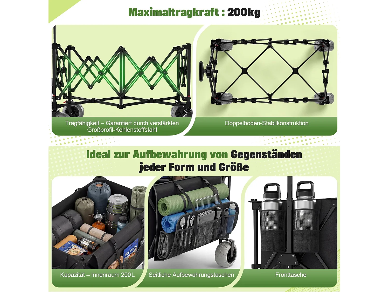 GUNJI - Chariot Trolley Pliable 200L, Haute Capacité de Charge et Stabilité, Choix Premium
