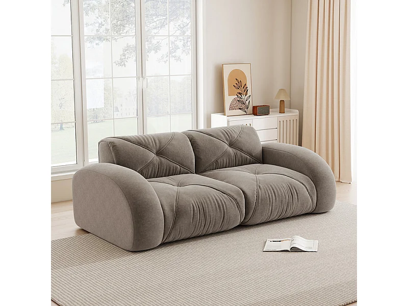 Canapé 2 places modulable en tissu chenille, 204x95x76cm, Marron