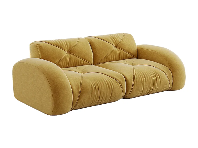 Canapé 2 places modulable en tissu chenille, 204x95x76cm, Jaune