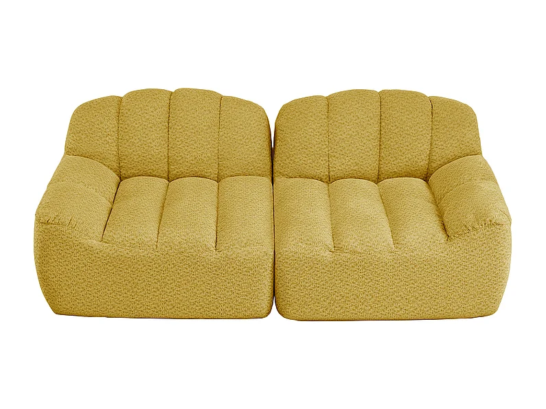 Canapé modulable 2 places en velours côtelé - 68cm d'assise profonds - 210x104x79cm - Jaune