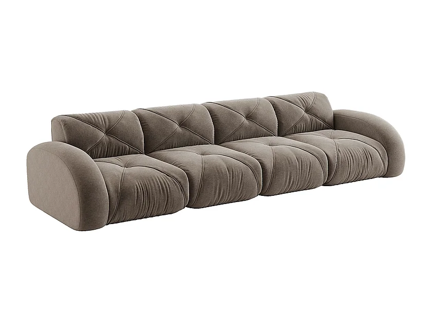 Canapé 4 places modulable en tissu chenille, 358x95x76cm, Marron