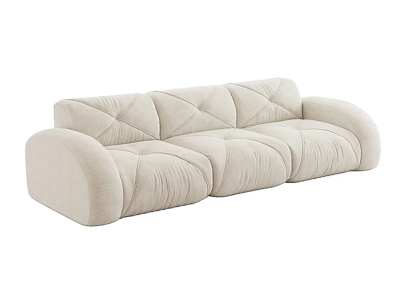 Canapé 3 places modulable en tissu chenille, 281x95x76cm, Blanc