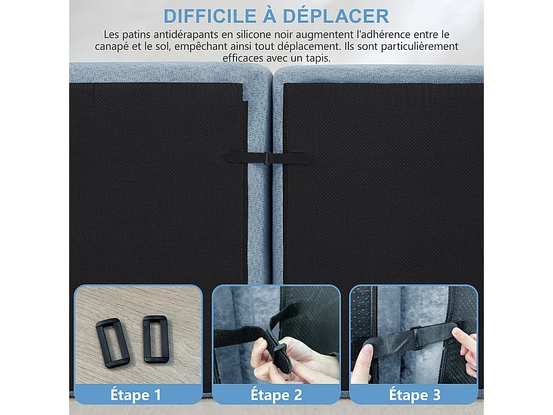 Canapé d'angle modulable en velours côtelé - 68cm d'assise profonds - 210x165x79cm - Bleu