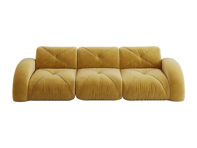 Canapé 3 places modulable en tissu chenille, 281x95x76cm, Jaune