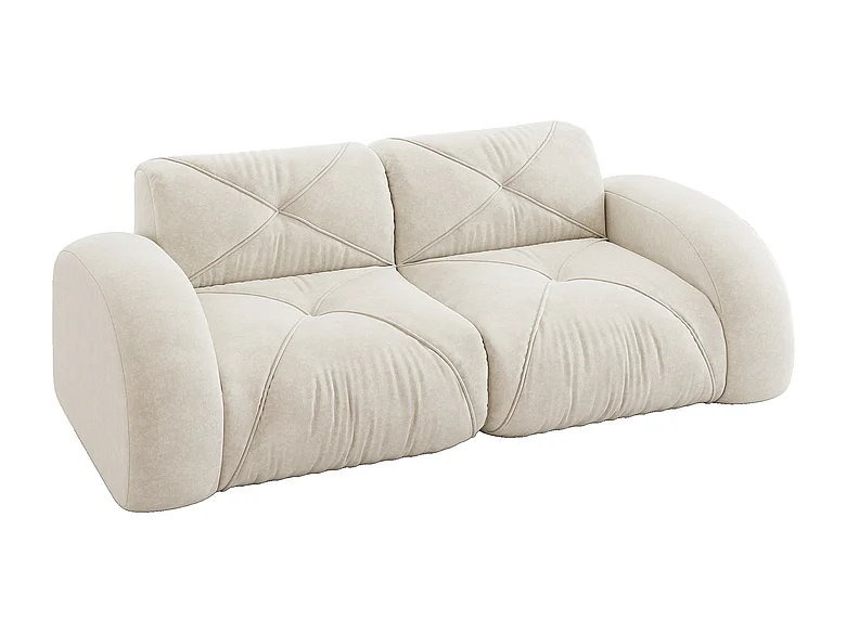 Canapé 2 places modulable en tissu chenille, 204x95x76cm, Blanc