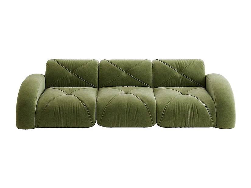 Canapé 3 places modulable en tissu chenille, 281x95x76cm, Vert