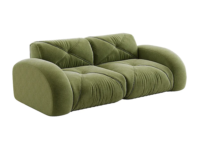 Canapé 2 places modulable en tissu chenille, 204x95x76cm, Vert