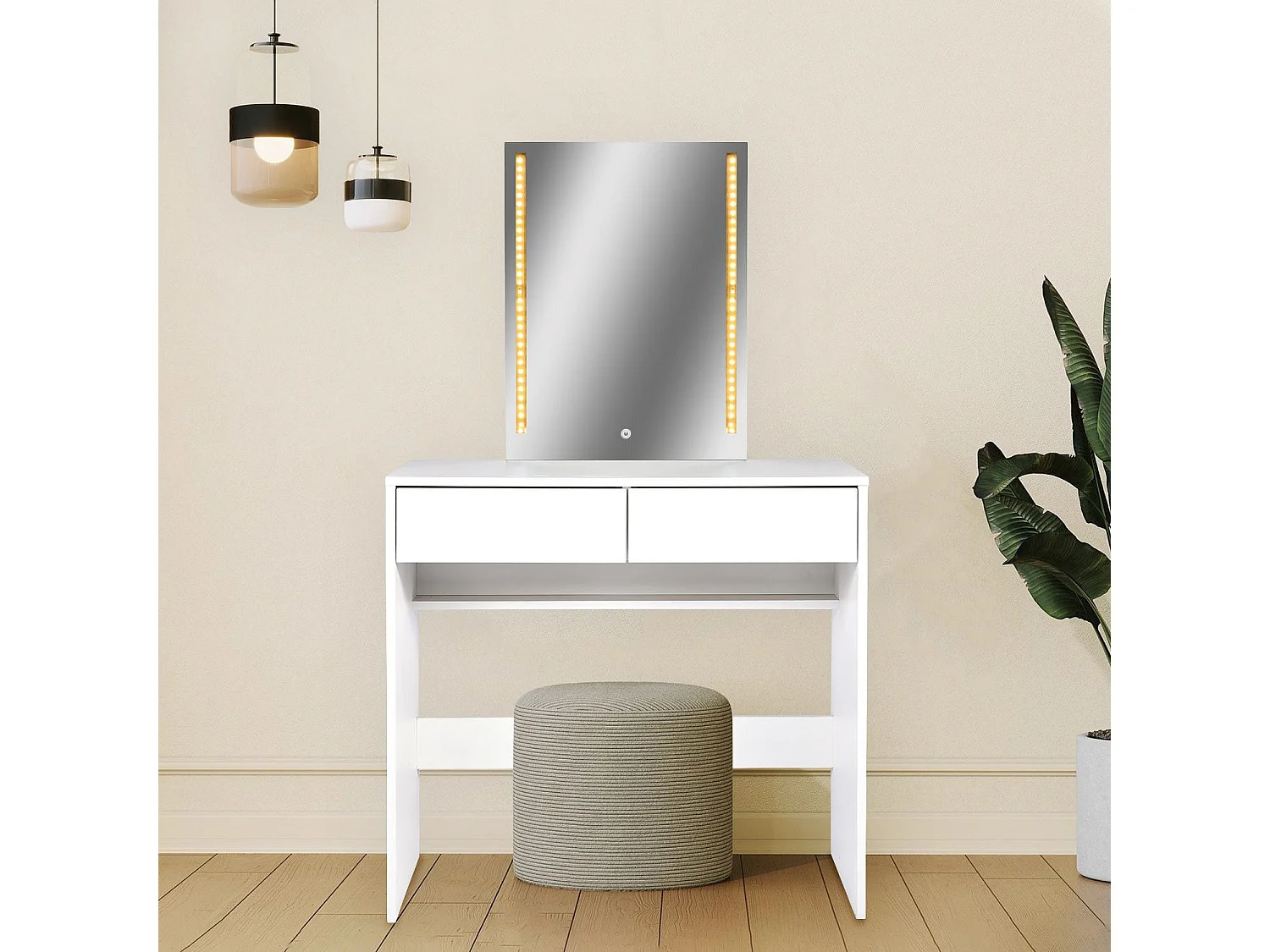 Coiffeuse avec miroir LED Talisma L80cm Blanc